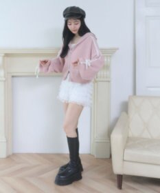 WEGO レースリボンニットパーカー