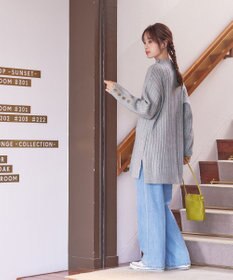 Tiaclasse L 【洗える】袖ボタンメランジニットチュニック