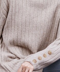 Tiaclasse L 【洗える】袖ボタンメランジニットチュニック