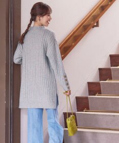 Tiaclasse L 【洗える】袖ボタンメランジニットチュニック