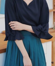 Tiaclasse 【洗える】リボンフレアスリーブブラウス