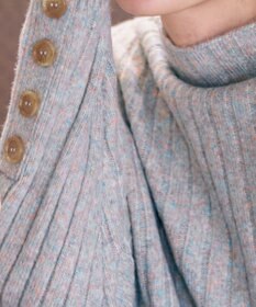 Tiaclasse L 【洗える】袖ボタンメランジニットチュニック