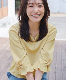 Tiaclasse 【洗える】リボンフレアスリーブブラウス