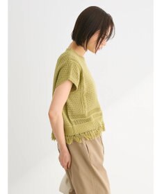 Green Parks 裾フリンジメッシュニットプルオーバー