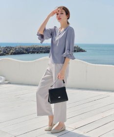 Tiaclasse 【洗える】リボンフレアスリーブブラウス