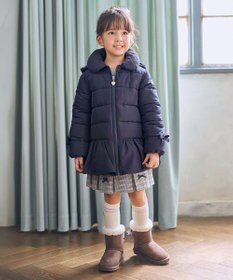 ANY KIDS 【フード取り外し/洗濯機可能】中綿フリル リボンコート