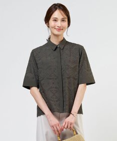 J.PRESS LADIES L 【一枚で着映え】エンブロイダリー ボクシーシャツ