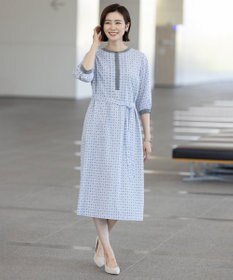 J.PRESS LADIES S 【洗える】ジオメトリックプリント ワンピース