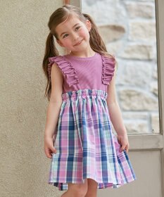 ANY KIDS チェック ドッキング ワンピース