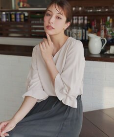 Tiaclasse 【洗える】リボンフレアスリーブブラウス