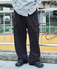 WEGO 【ウエストゴム/MLサイズ展開】ワイドカーゴスウェットパンツ