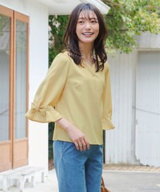 Tiaclasse 【洗える】リボンフレアスリーブブラウス