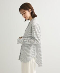 Green Parks バンドカラーストライプシャツ