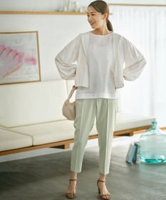 組曲 【美シルエット・ストレッチ・シワになりにくい】オシャクロス テーパードパンツ