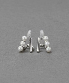 Phoebe 【痛くないシリーズ/金属アレルギー対応】ダブルデコレイトパールライトフィットイヤリング　シルバー