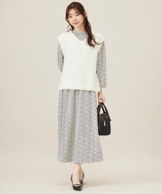 ANY SIS L 【洗える】フラワープリントワンピース × ニットベスト セット