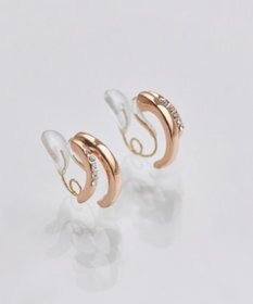 Phoebe 【金属アレルギー対応】【痛くないシリーズ】ストレートシャインクリスタルループフィットイヤリング　シャンパンゴールド