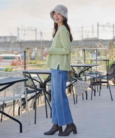 Tiaclasse L 【洗える】Vネックリブ編みニット