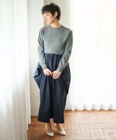 #Newans 【撥水/マシンウォッシャブル】クリオネシルエットコンビドレス