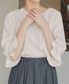 Tiaclasse 【洗える】リボンフレアスリーブブラウス
