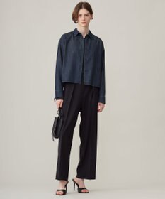 ICB 【洗える】コットンリヨセルデニム クロップドシャツ