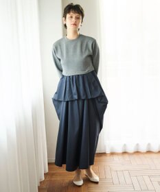 #Newans 【撥水/マシンウォッシャブル】クリオネシルエットコンビドレス