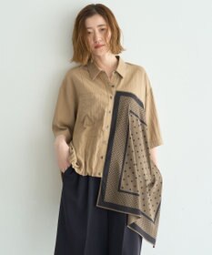YECCA VECCA スカーフデザインアシメハーフスリーブシャツ