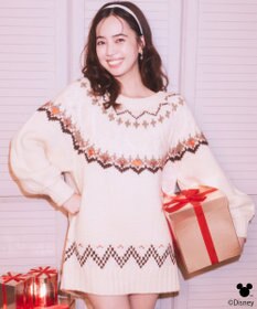 earth music&ecology 【予約】Disney/ミッキー刺繍ノルディックニットチュニック