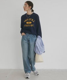 WEGO 【ANGIE VINTAGE】GILDAN カレッジロゴ オーバーサイズ プリント ロンT