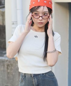 WEGO ヴィンテージウォッシュワンポイントリブT