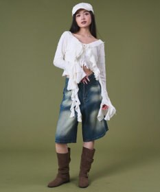 WEGO バックフラップポケットデニムハーフパンツ