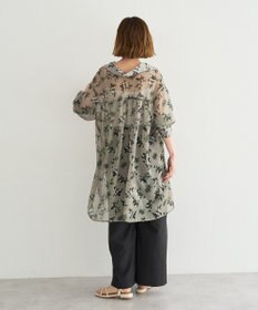 YECCA VECCA フラワー柄シアーロングシャツ