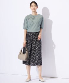J.PRESS LADIES L 【WEB限定・洗える】ラインフラワープリント タック スカート