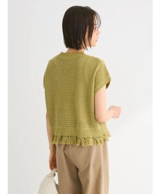 Green Parks 裾フリンジメッシュニットプルオーバー