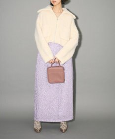 Green Parks フロントジップビックカラーニットブルゾン