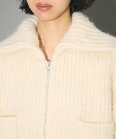 Green Parks フロントジップビックカラーニットブルゾン