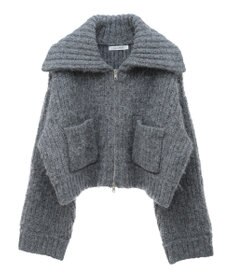 Green Parks フロントジップビックカラーニットブルゾン