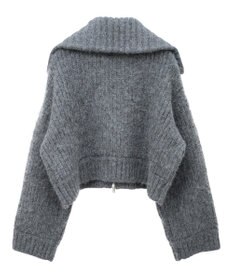 Green Parks フロントジップビックカラーニットブルゾン