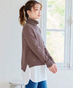 Tiaclasse 【洗える】もっちり柔らかいリブタートルプルオーバーニット