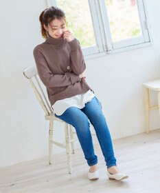 Tiaclasse 【洗える】もっちり柔らかいリブタートルプルオーバーニット