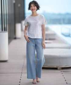 J.PRESS LADIES 【洗える】BASIC STRETCH DENIM ワイド ストレート デニム