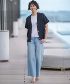 J.PRESS LADIES 【洗える】BASIC STRETCH DENIM ワイド ストレート デニム