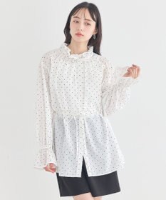 earth music&ecology 【イージーケア】TRキュプラダブルボタンフリルシャツ