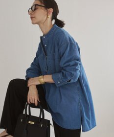 WEGO 【ANGIE VINTAGE】襟が選べる デニム チュニック シャツ （バンドカラー/レギュラーカラー）