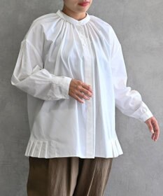 muuc 〈オーガニックコットン〉〈コットンブロード生地〉〈カラーにより異なる生地〉〈通年着られる〉コットン裾プリーツ ブラウス