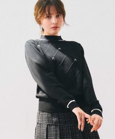 Feroux リボン刺繍ダイア柄 ニット