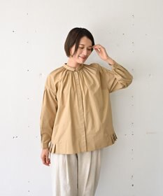 muuc 〈オーガニックコットン〉〈コットンブロード生地〉〈カラーにより異なる生地〉〈通年着られる〉コットン裾プリーツ ブラウス