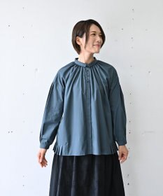 muuc 〈オーガニックコットン〉〈コットンブロード生地〉〈カラーにより異なる生地〉〈通年着られる〉コットン裾プリーツ ブラウス