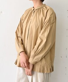 muuc 〈オーガニックコットン〉〈コットンブロード生地〉〈カラーにより異なる生地〉〈通年着られる〉コットン裾プリーツ ブラウス