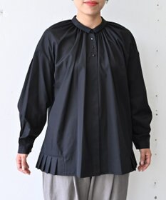 muuc 〈オーガニックコットン〉〈コットンブロード生地〉〈カラーにより異なる生地〉〈通年着られる〉コットン裾プリーツ ブラウス